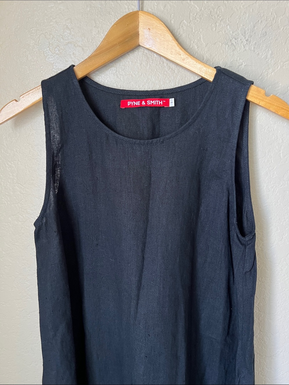 Pyne & smith black European flax linen sleeveless dress S - Picture 3 of 8
